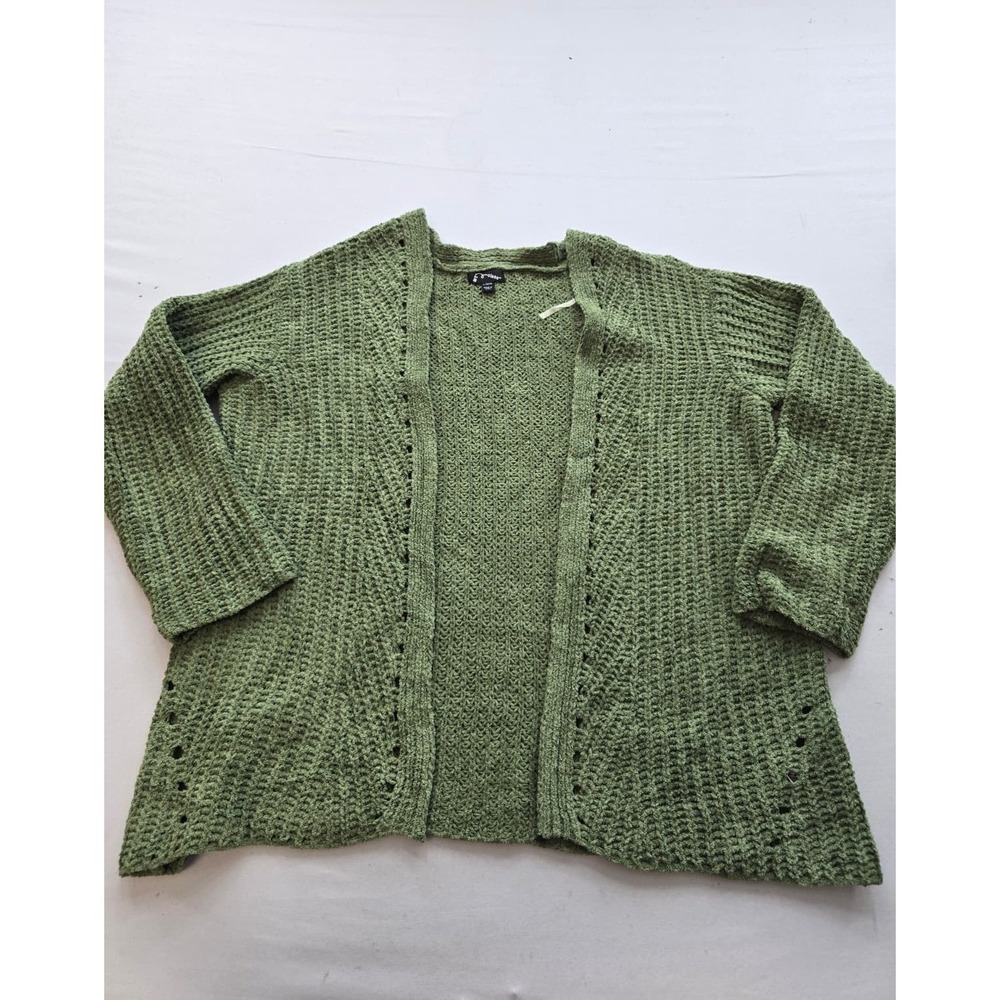 Art Class Girls Sage Green Open Front Textured Knit Cardigan Sweater